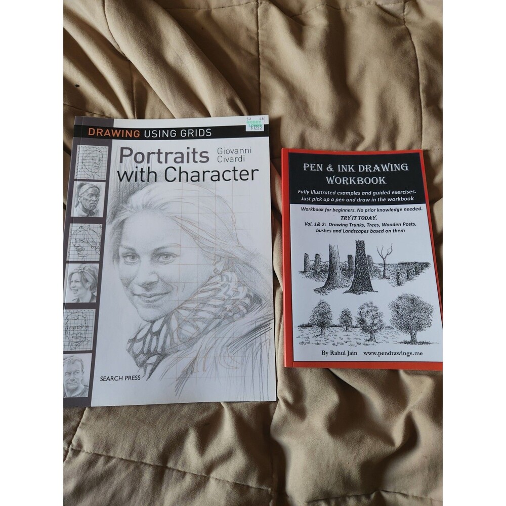 Portrait & Pen Drawing Book Lot – Drawing Using Grids, Pen & Ink Workbook